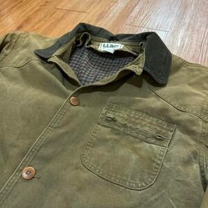 LL Bean Chore Coat Vintage Corduroy Collar Removable Liner Barn Measures 2XL